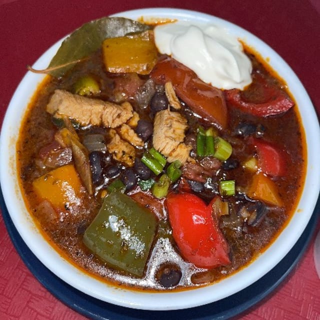 Black Bean Chicken Chili with Sour Cream Soup.